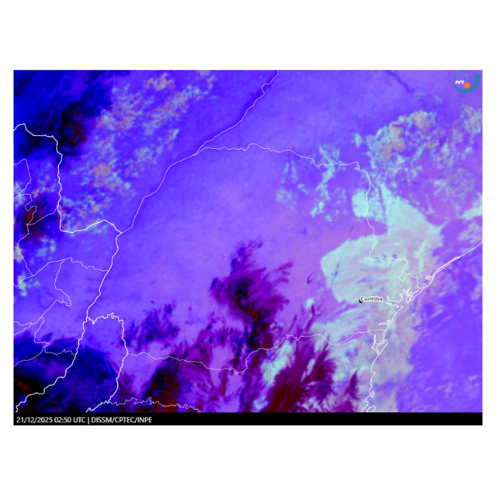 Fonte: CPTEC/INPE &ndash; Canal Nighttime Microphysics